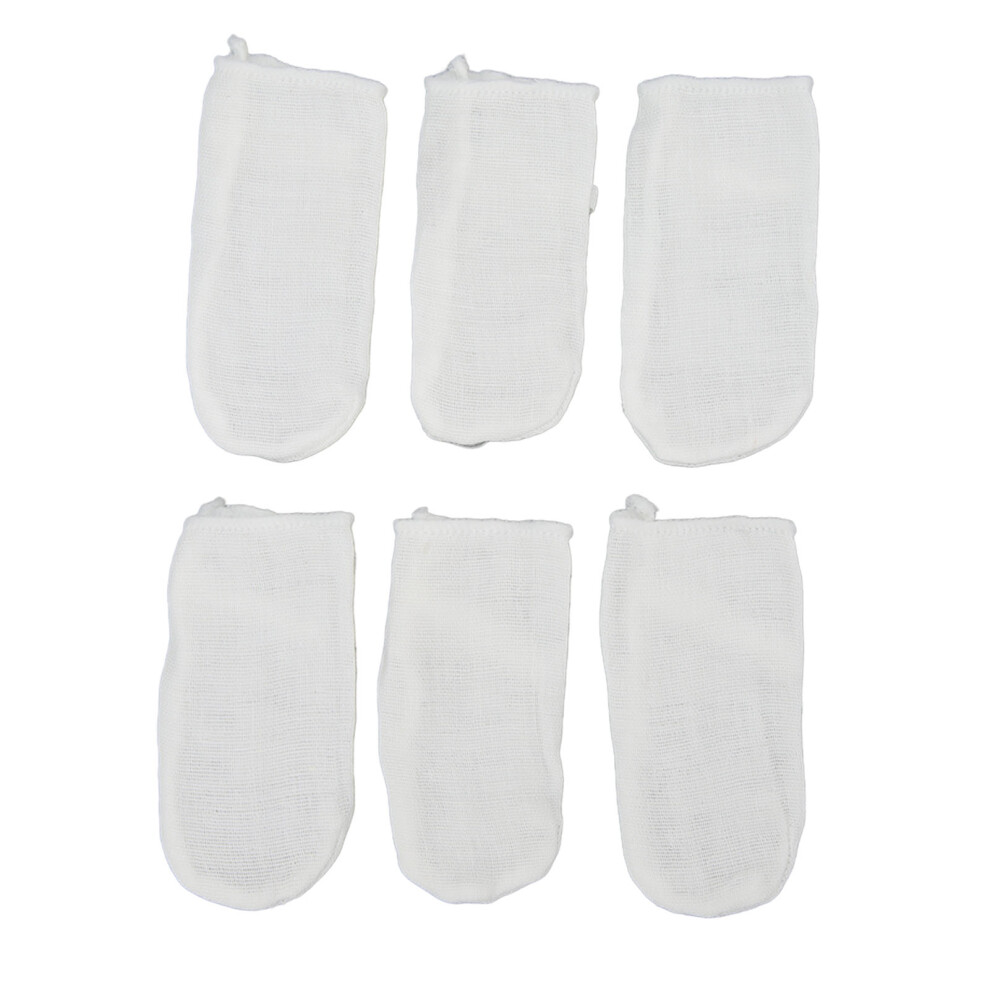 6pcs Baby Teeth Cleaning Gauze Finger Cover Milk Stain Soft