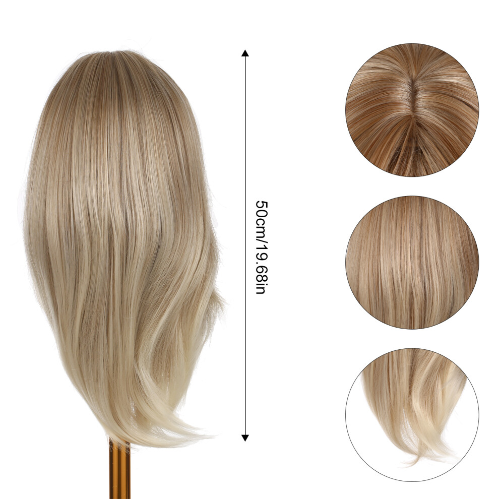 Unisex Pretfy 50Cm Blonde Wig Bangs Heat Resistant Synthetic