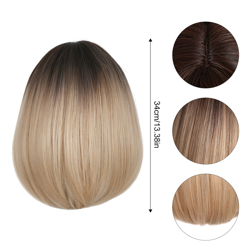 Unisex Pretfy 34Cm Blonde Bob Wig Bangs Heat Resistant Synthetic