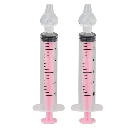 (Pink) 2x 10ml Spuit Neusirrigator Silicone Roze