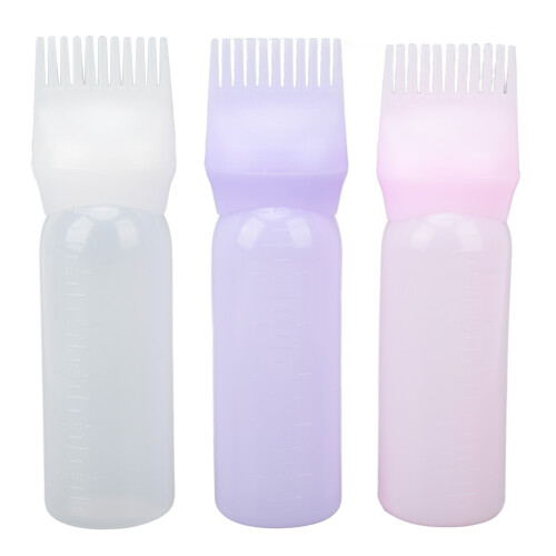 3x Haarfarbe-Applikatorflasche mit Wurzelkamm