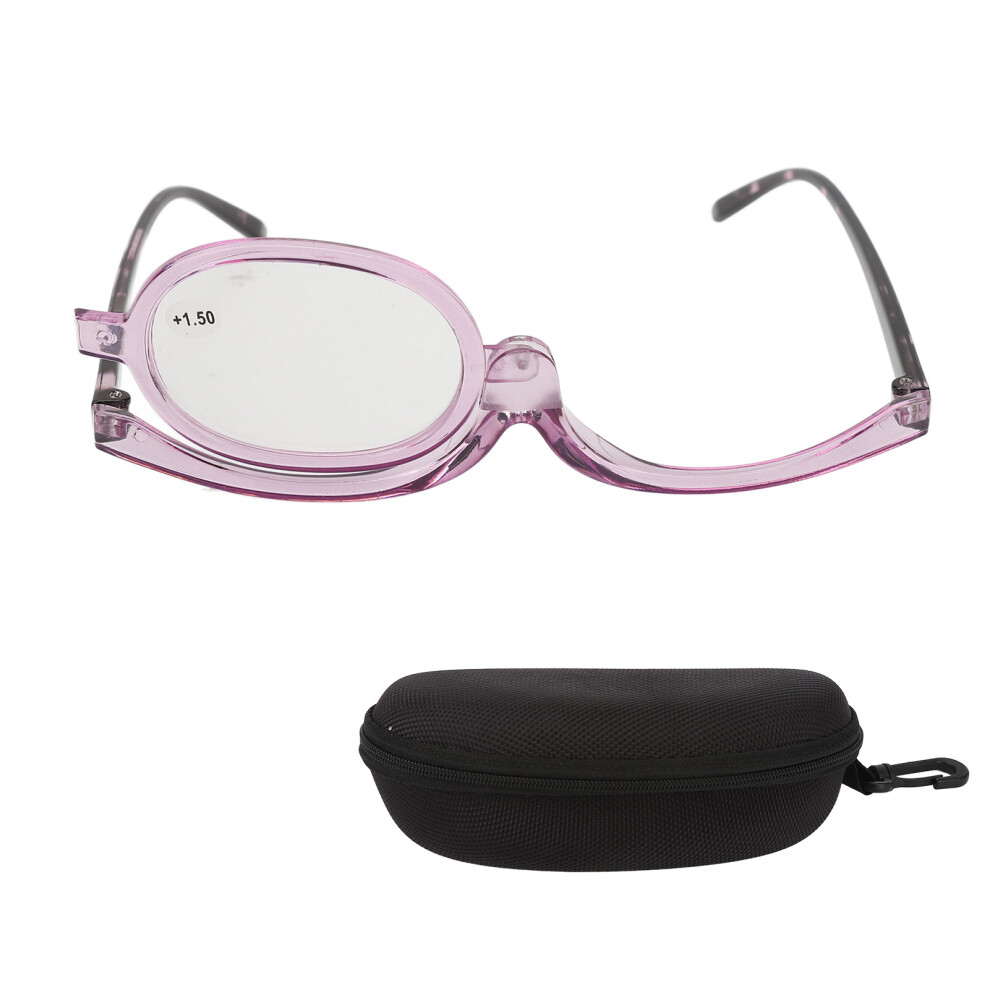 (+1.50) Flip Down Makeup Glasses Purple Frame +2.00
