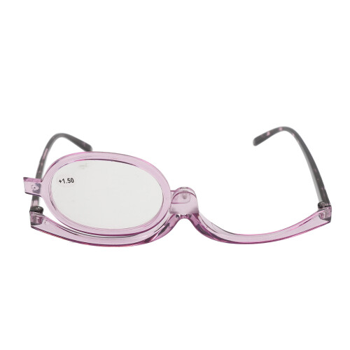 (+1.50) Flip-Down-Make-up-Brille lila Rahmen +2,00 2