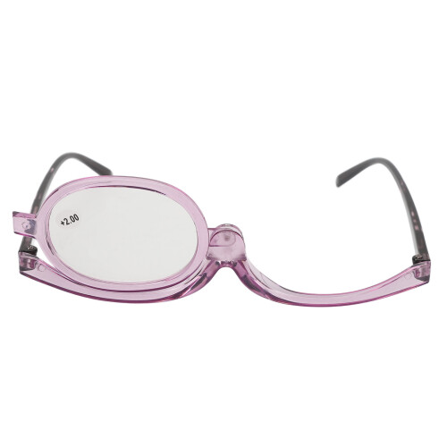 (+2.00) Flip-Down-Make-up-Brille lila Rahmen +2,00 2