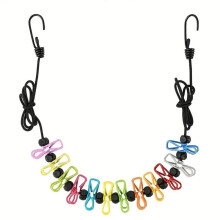 (Multicolor, one-size) Hanging Clothesline, 1 Count Portable Retractable Clothesline with 12pcs Clips, Outdoor Camping Accessories