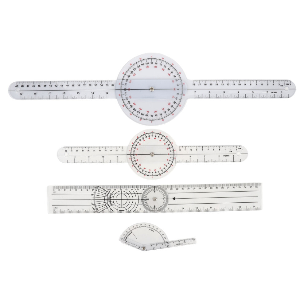 4pcs Medical Goniometer Set Transparent Orthopedic Angle Ruler