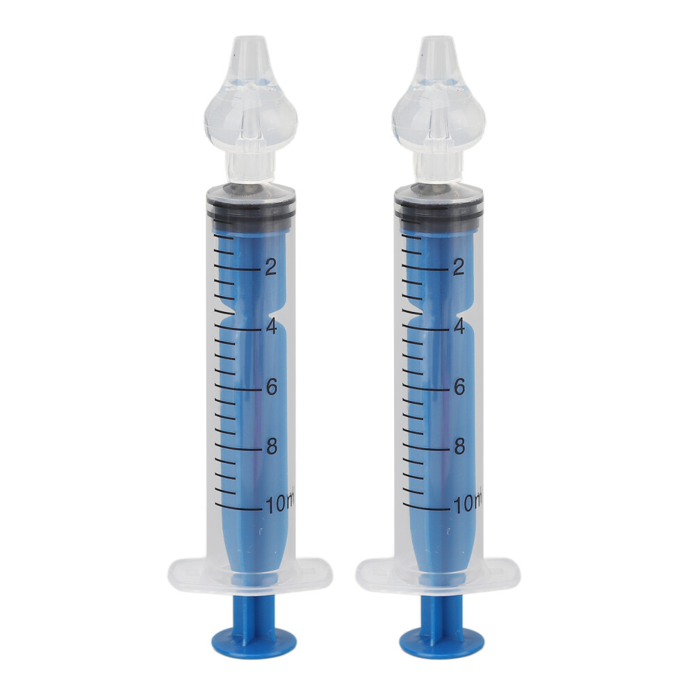 () 2Pcs 10Ml Syringe Nasal Irrigator Silicone Nose Wash Blue/Pink