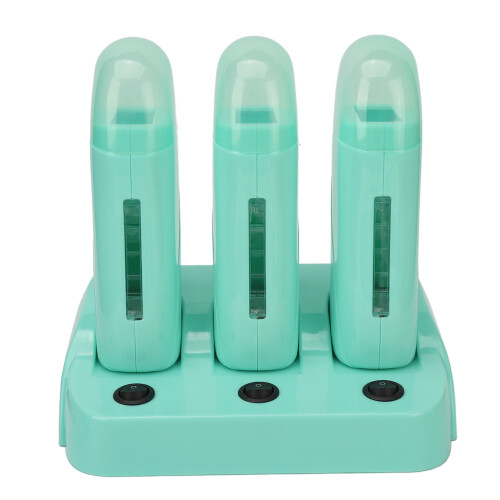 (EU Plug 220V) 3x Roll-On-Wachswärmer, elektrisch, Haarentfernung mit Basis 2