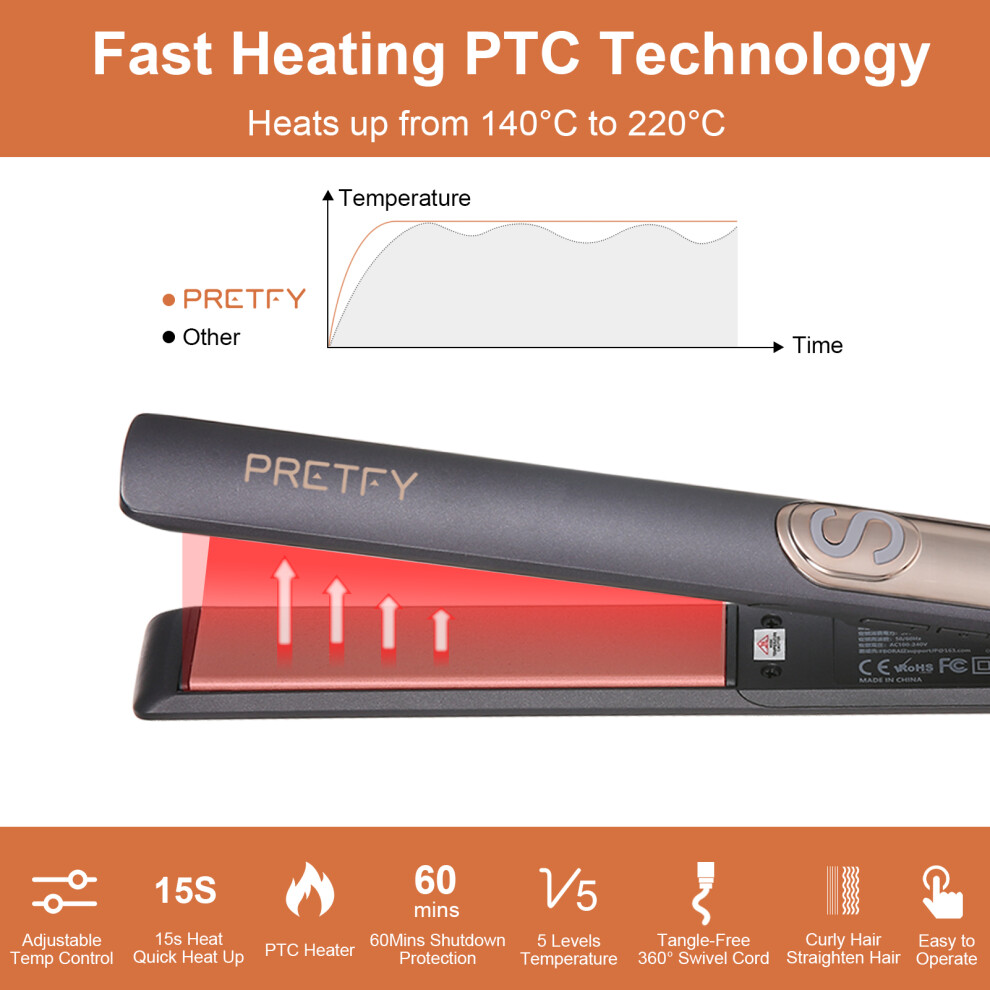 Portable Ionic Ceramic Hair Straightener Quick Heated Anti-Scald Comb