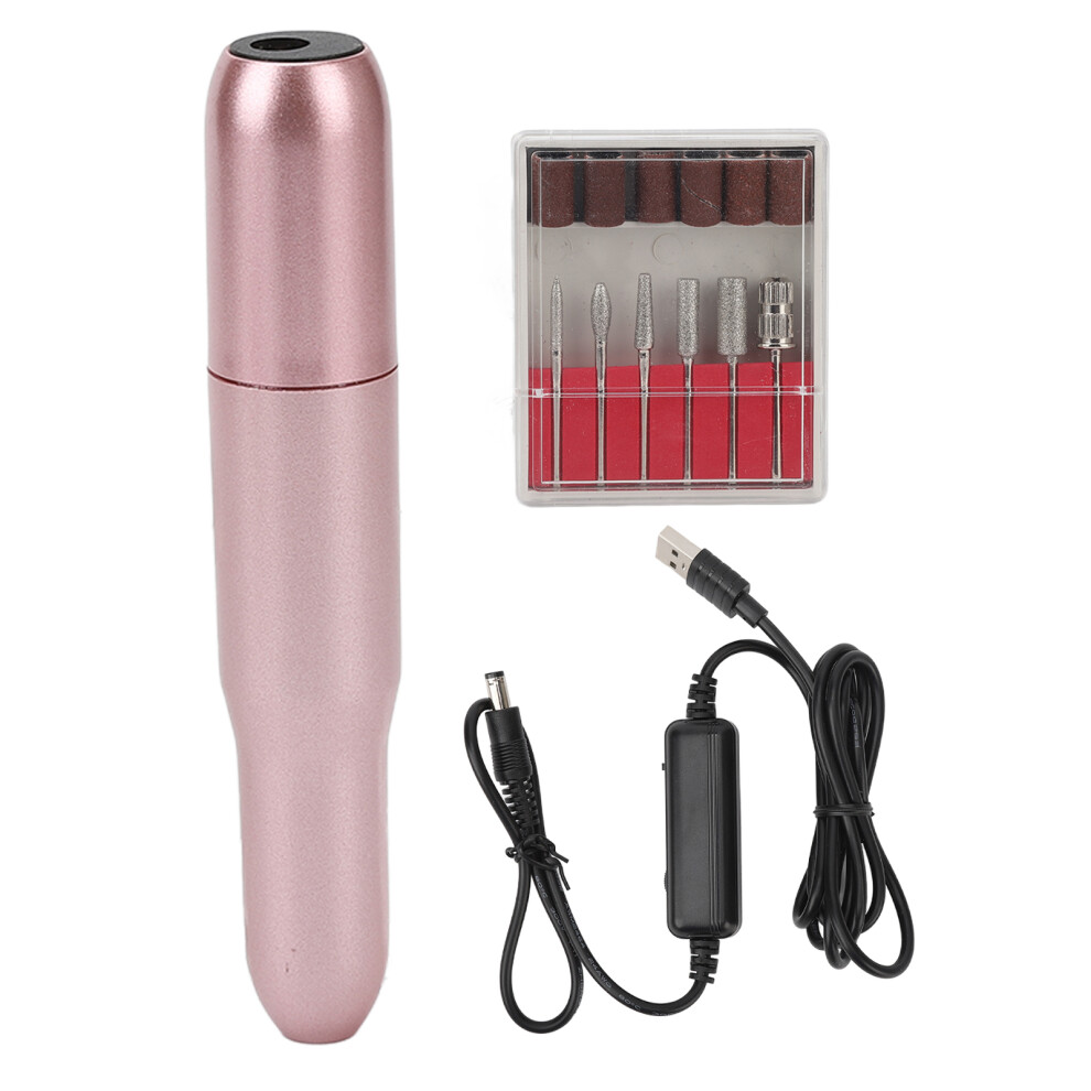 (Rose Golden) Electric Nail Grinder Portable USB 20000 RPM Dead Skin Removal Silver