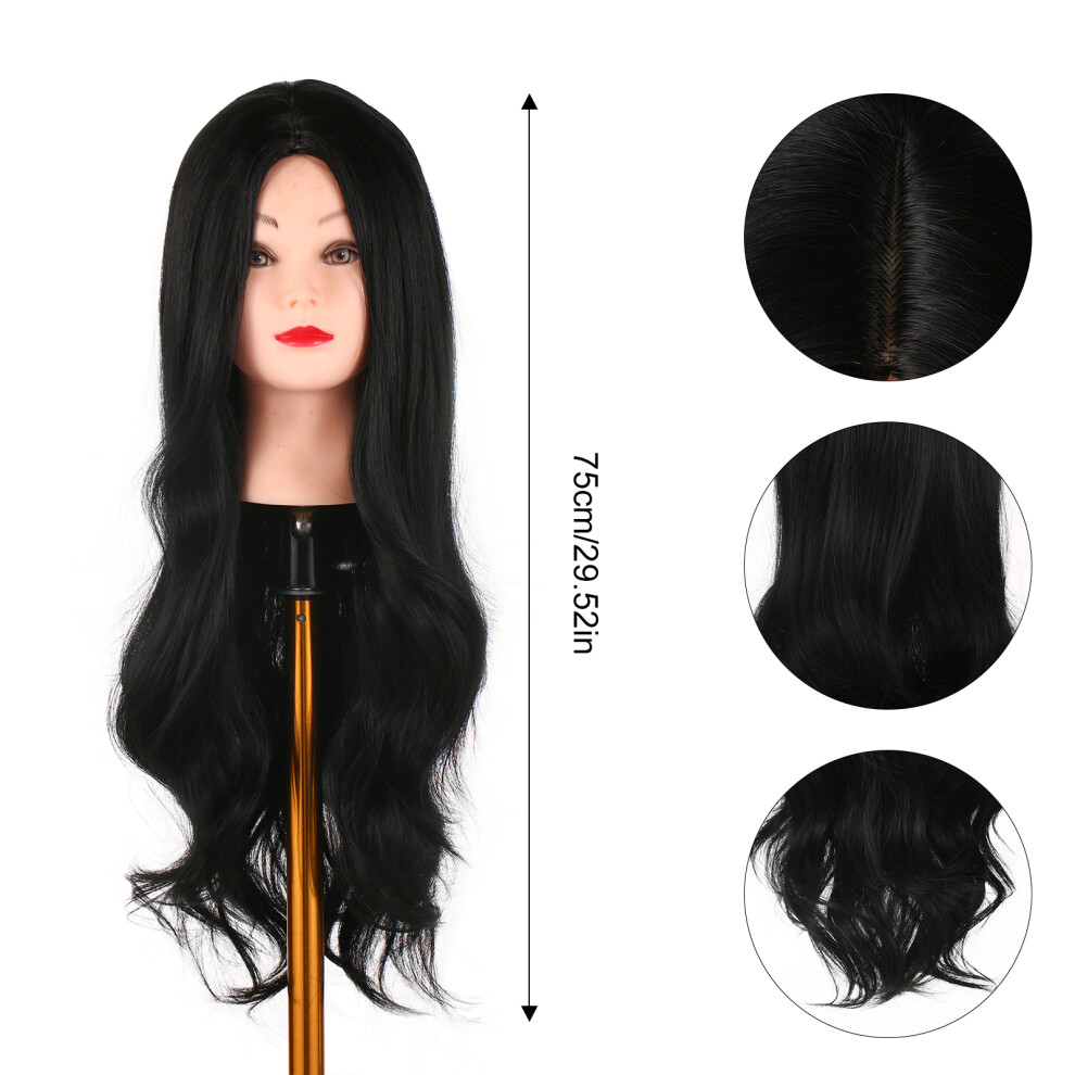 Unisex Black Pretfy 75Cm Curling Hair Wig Sexy Wavy Heat Resistant Synthetic