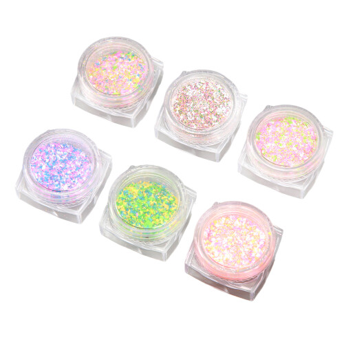 6x Nagelpuder Strickwolle Glitzer 1