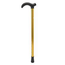 (Gold) Adjustable Walking Cane Rubber Tip Aluminum Alloy for Seniors Black