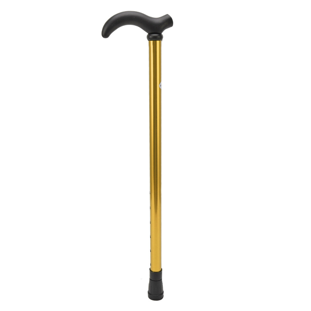 (Gold) Adjustable Walking Cane Rubber Tip Aluminum Alloy for Seniors Black