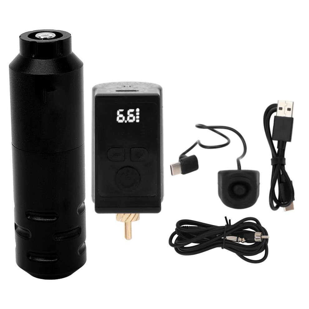 Tattoo Wireless Power Supply Kit RCA 1450mAh Black Rotary Machine