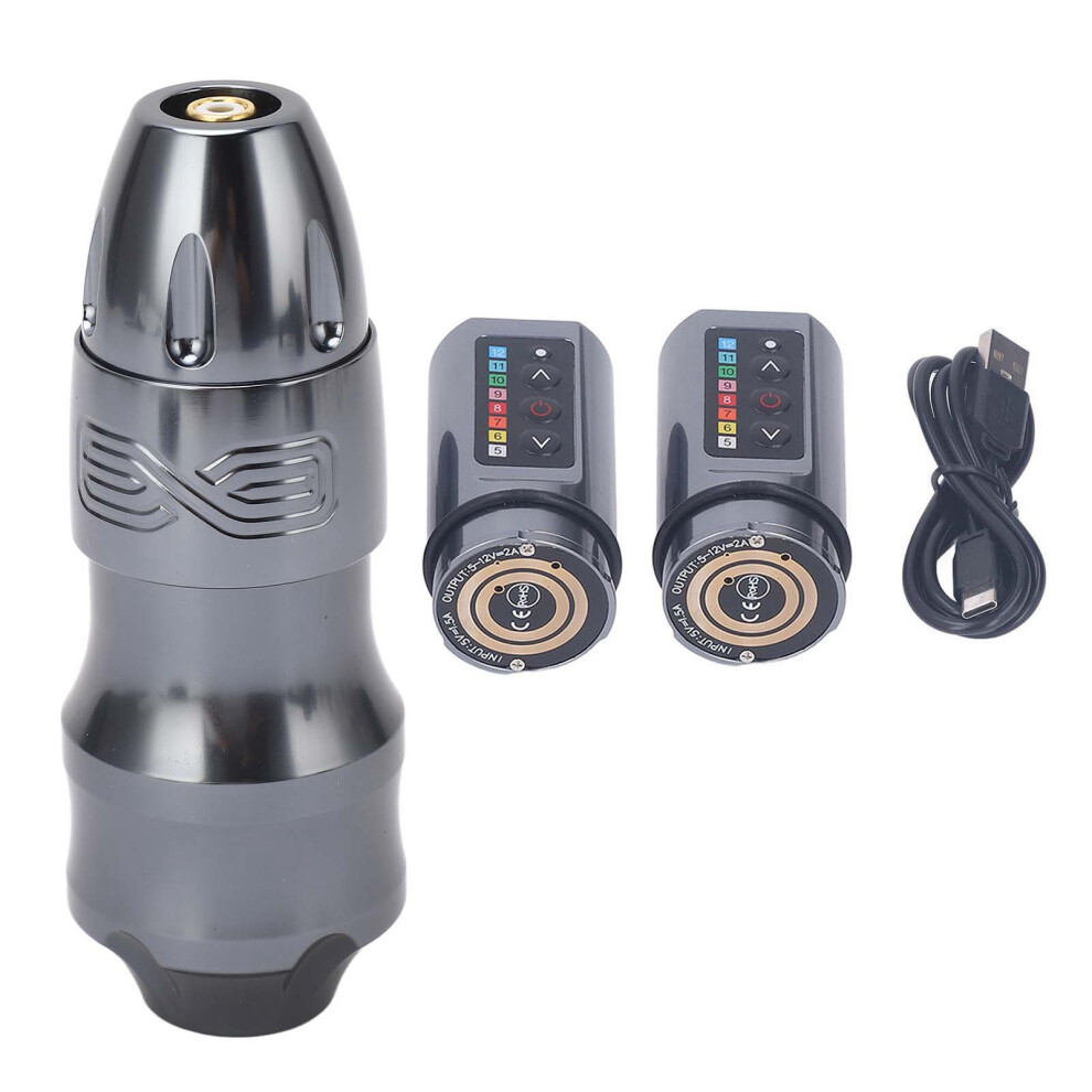 Silver 2400Mah Wireless Rotary Tattoo Machine 4Mm Stroke