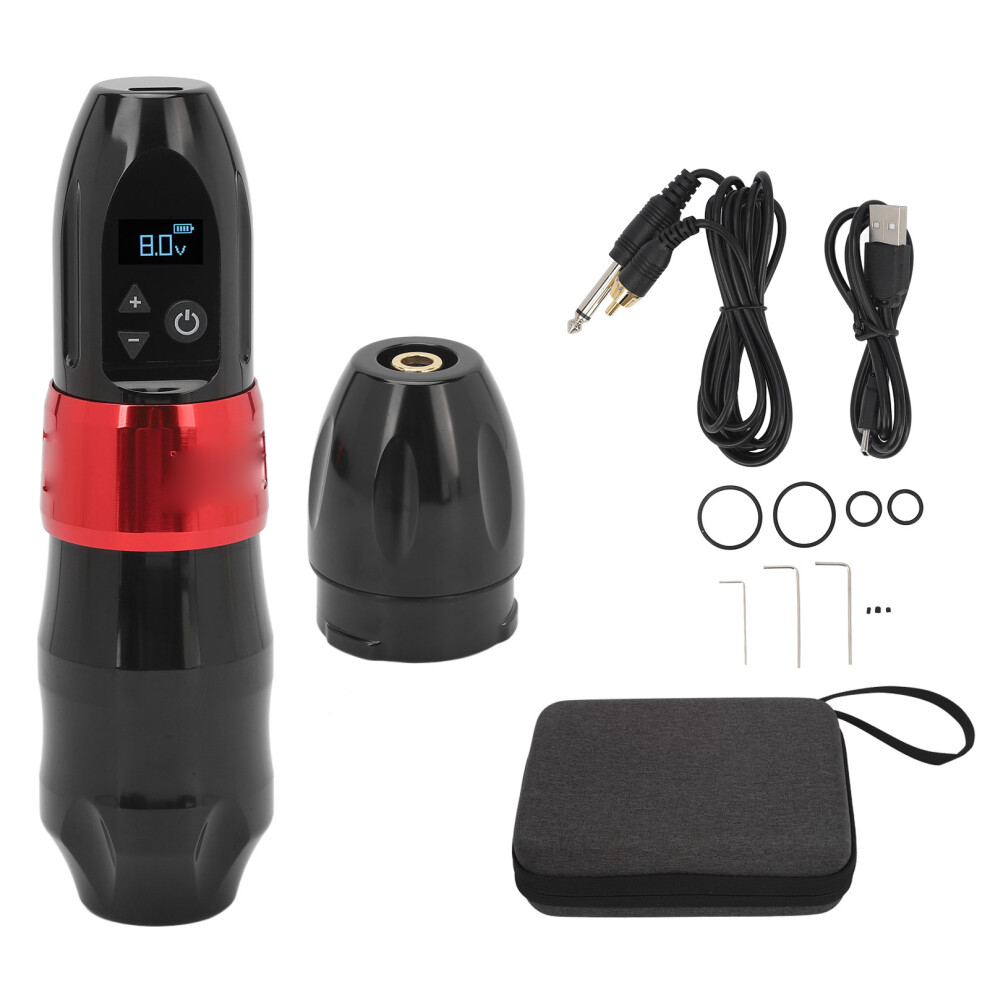 Black/Red 2400Mah Rotary Tattoo Pen 4Mm Stroke Led