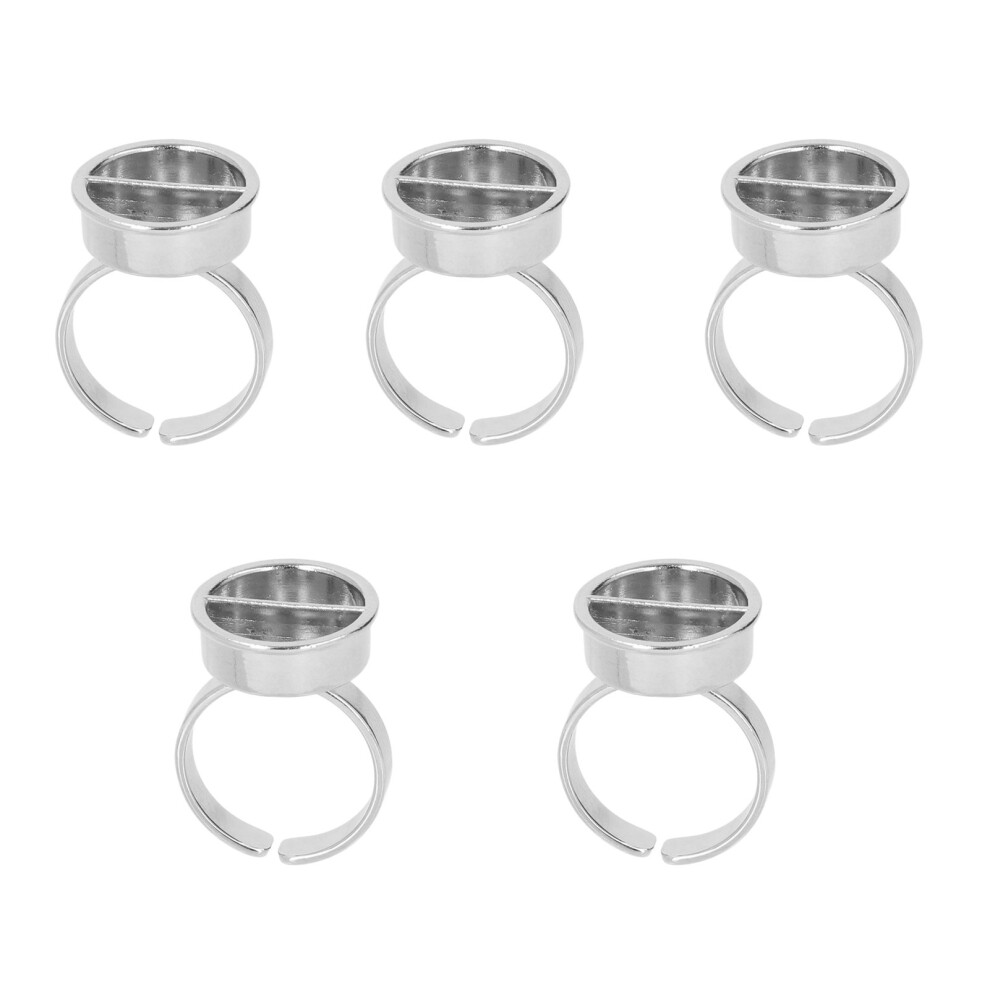 Silver (With Partition) 5Pcs Stainless Steel Tattoo Ink Ring Cup Microblading Holder