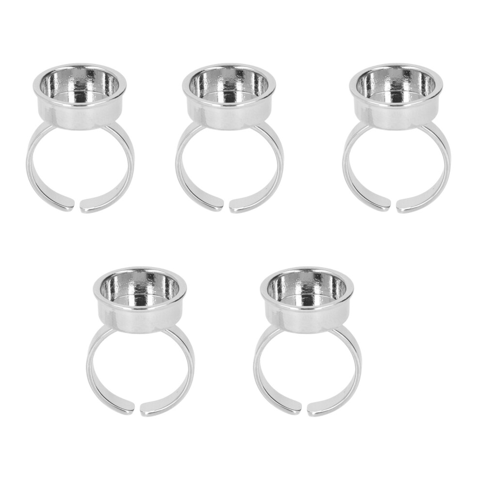 Silver (Without Partition) 5Pcs Stainless Steel Tattoo Ink Ring Cup Microblading Holder