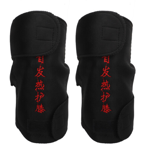 2pcs Heated Knee Brace Breathable Adjustable with Magnet Pads 1
