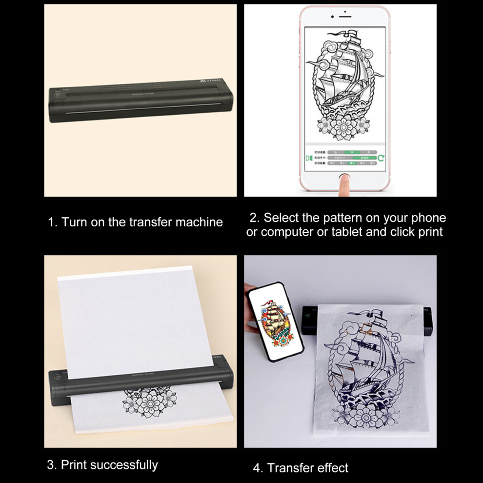 USB Tattoo Transfer Stencil Machine BT Paper Printer Portable Thermal