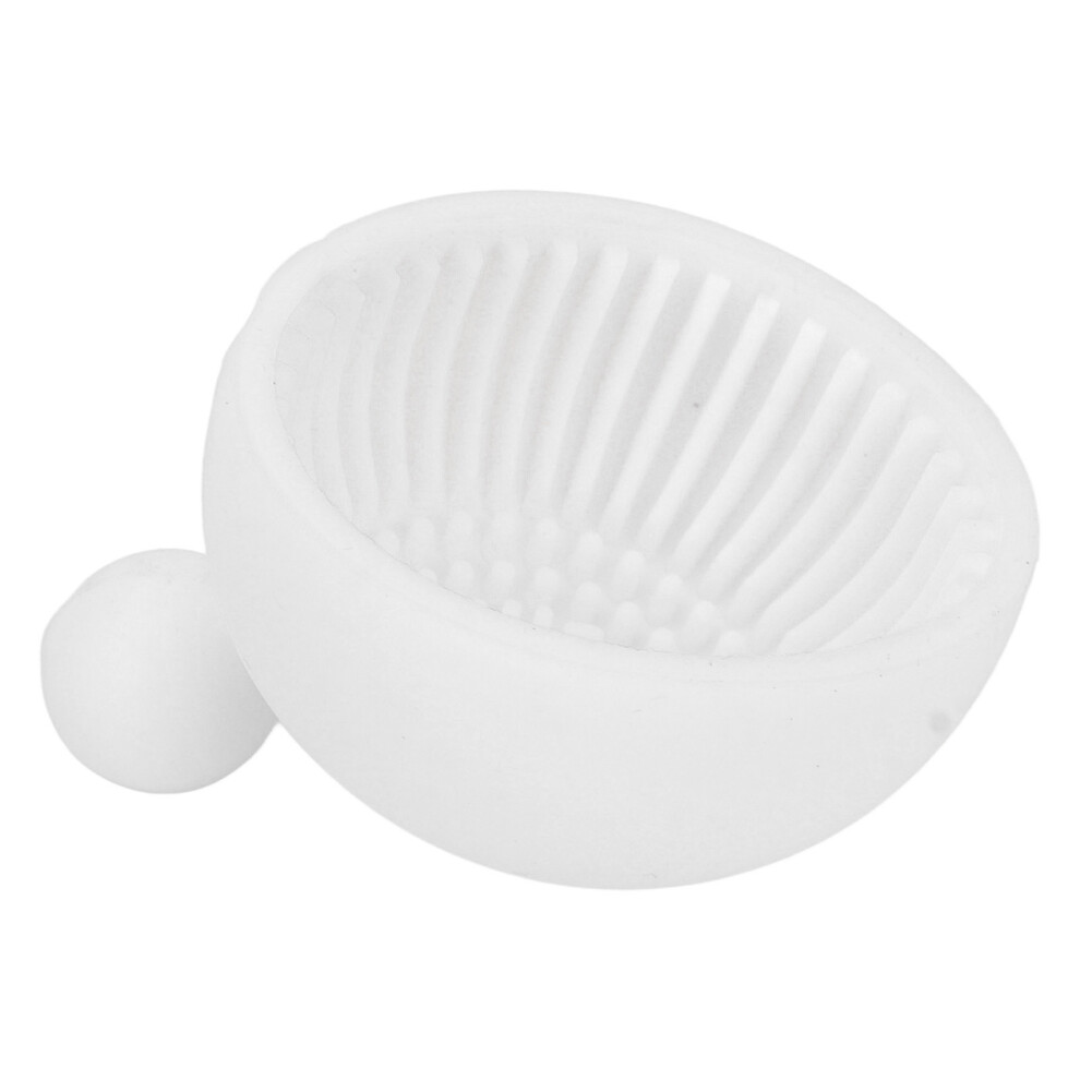 (White) Makeup Brush Cleaner Bowl Silicone Soft Flexible for Salon Home White