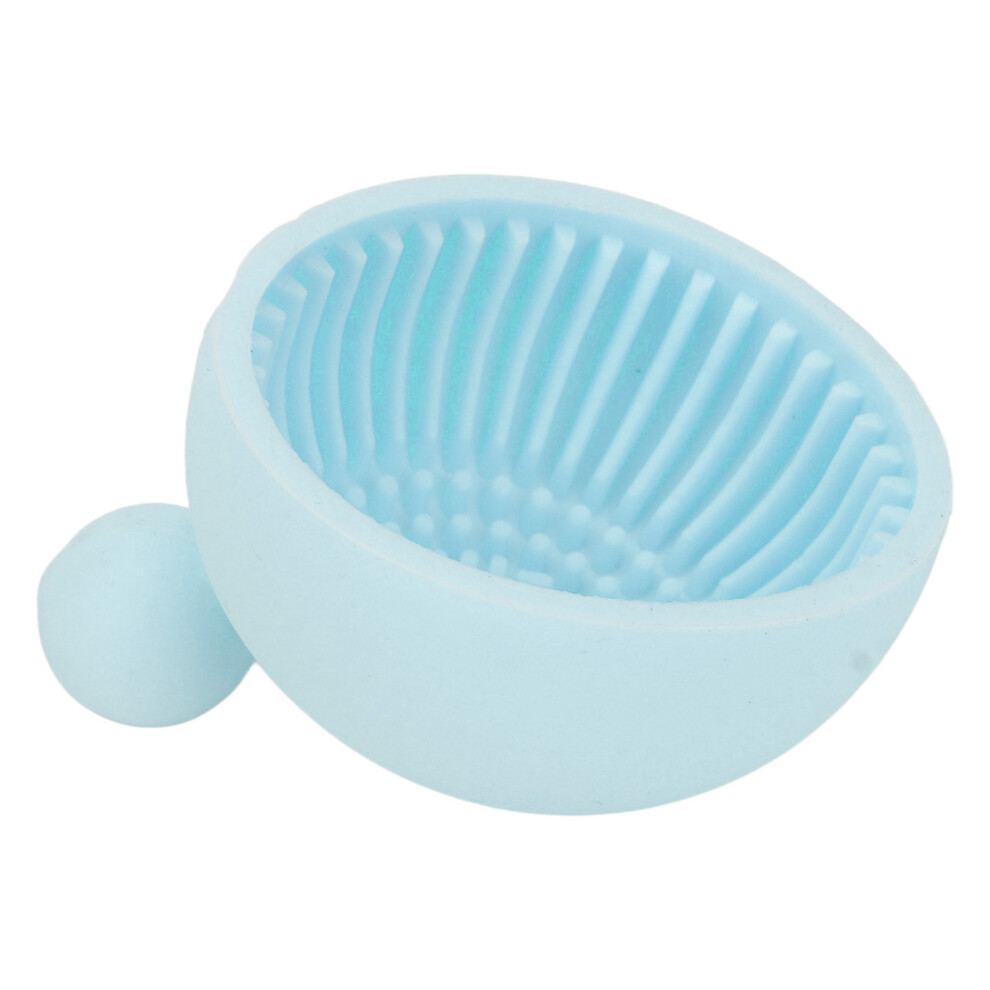 (Blue) Makeup Brush Cleaner Bowl Silicone Soft Flexible for Salon Home White