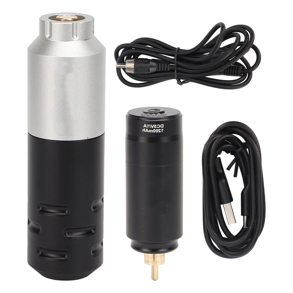 Silver/Black Rotary Tattoo Pen Wireless Rca Interface Tattoo Kit