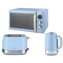 Swan Retro Revive Blue Jug Kettle, 2 Slice Toaster & Microwave