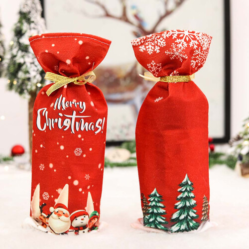 Sacs de couverture de bouteille de vin de noël, 2 pièces, 1