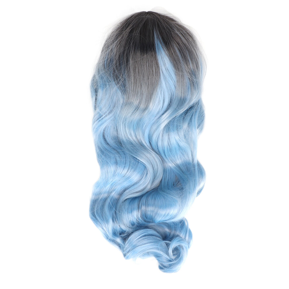 Unisex Blue Gradient Heat Resistant Wavy Synthetic Wig Daily Cosplay