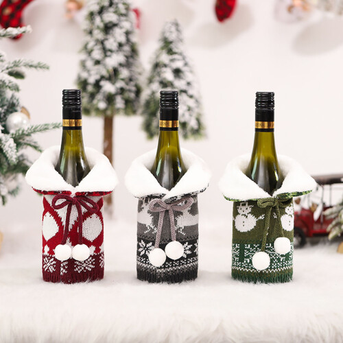 Pull de noël, couverture de bouteille de vin, Design de-gris 1