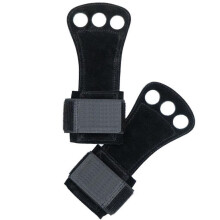 (M) Lederhandgriff mit Handgelenkband für Gewichtheben Schwarz