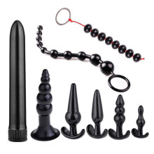 Analspielzeug-Set aus Perlen, schwarz