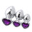 3x Metall-Analstopfen Herzform mit Strass Lila 2