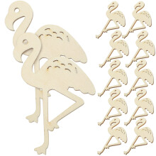 12Pcs Flamingo Träbitar DIY Utskärningar Dekorativa Detaljer