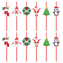 Weihnachtsparty-Papierstrohhalme, Einweg-Trinkgeschirr,