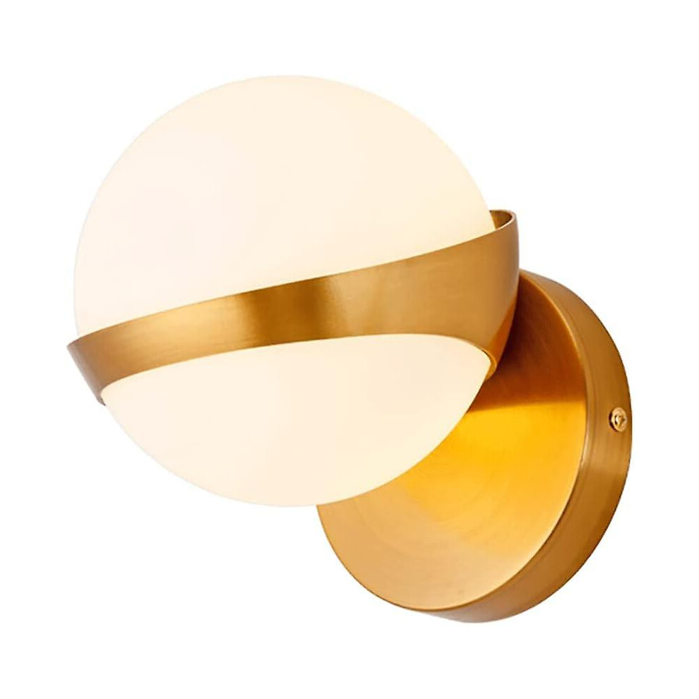Kikidex (As Show, One Size) Bedside Sconce, Gold Metal Wall Lamp With White Glass Ball Shade, Corridor Decorative Lighting Wall Sconces