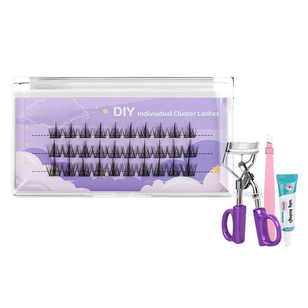 Cluster Eyelash Extension Kit DIY Lashes Tweezers Curler Glue Set