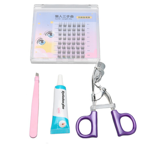 Wimpern-Set mit Pinzette, Kleber & Lockenstab 1