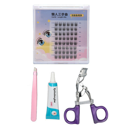 Wimpern-Set mit Pinzette, Kleber & Lockenstab 2