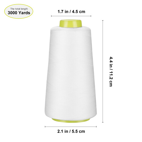 3000 Yard Polyester Tråd Rulle För Sy (Vit) 2