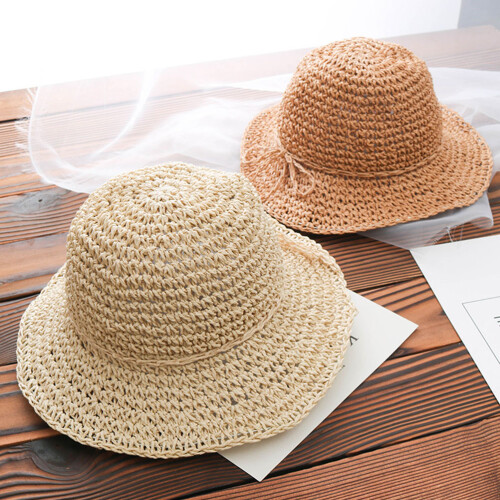 Flickors Solhatt Av Halm Solskydd (Khaki) 2