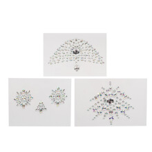 3er-Set Brustschmuck Aufkleber Glitzer Party Body Art