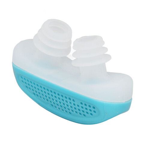 (Blue) Reusable Soft Silicone Snoring Device 2 Vents Plugs 2