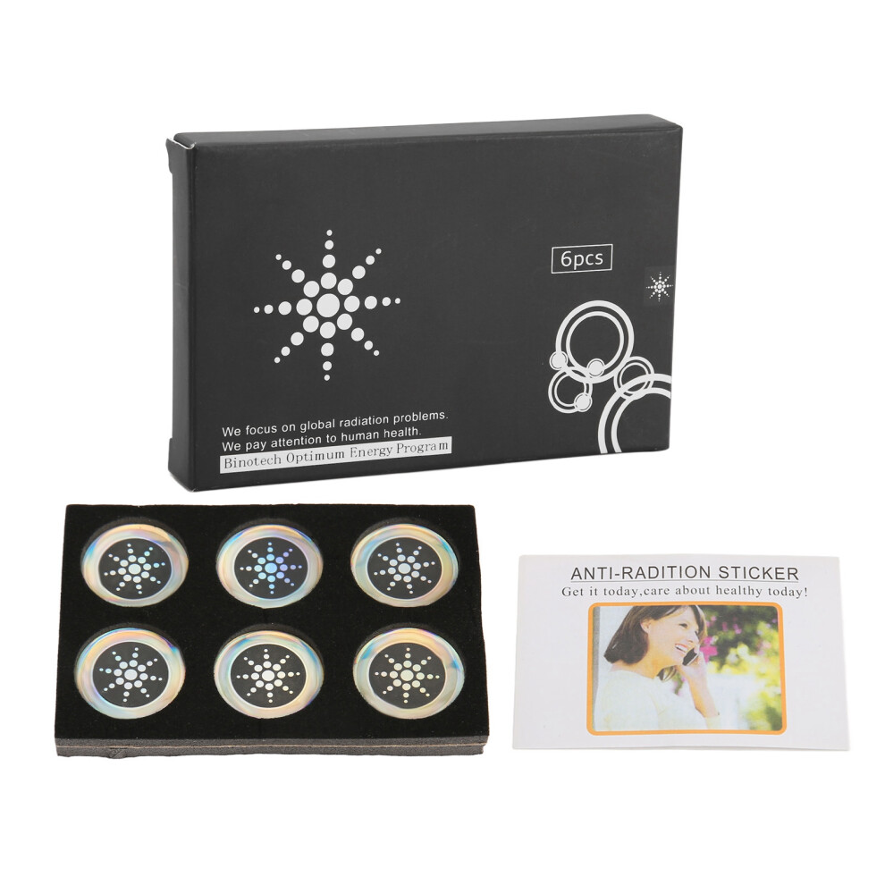 () 6Pcs Phone Protection Sticker Radiation Negative Ion Minerals Silver/Gold 461605458267