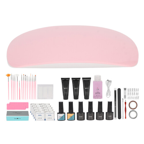 Nail Art Curing Lamp Base Top Coat Water Tips Extension Glue Set