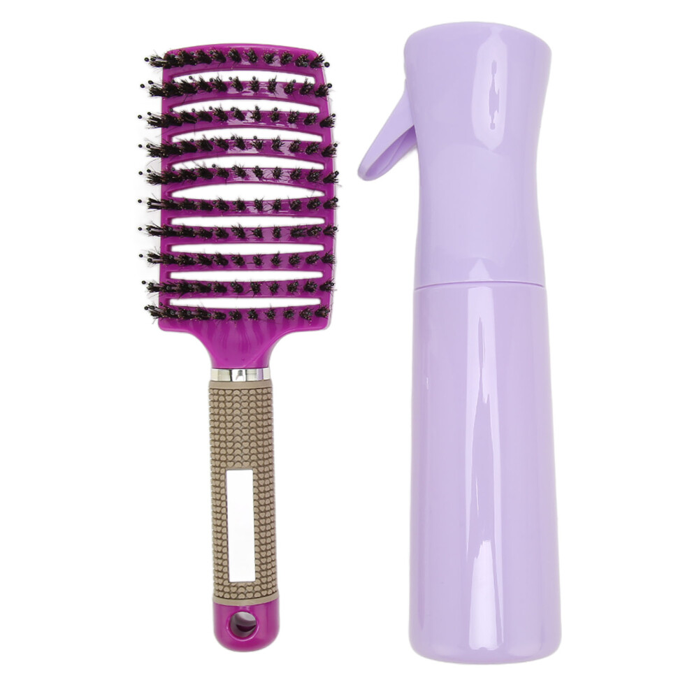 Pink Hair Detangling Brush Rounded Hollow Teeth Curved Styling Comb