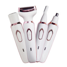 4-in-1 Elektrischer Haarschneider Edelstahl Waschbare Köpfe Weiß