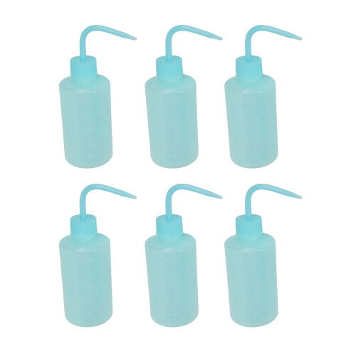 (Blue) 6x 250ml Schwarz Tattoo-Squeezeflasche schmales Maul